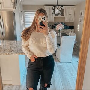 Wild fable white ruffle sweater